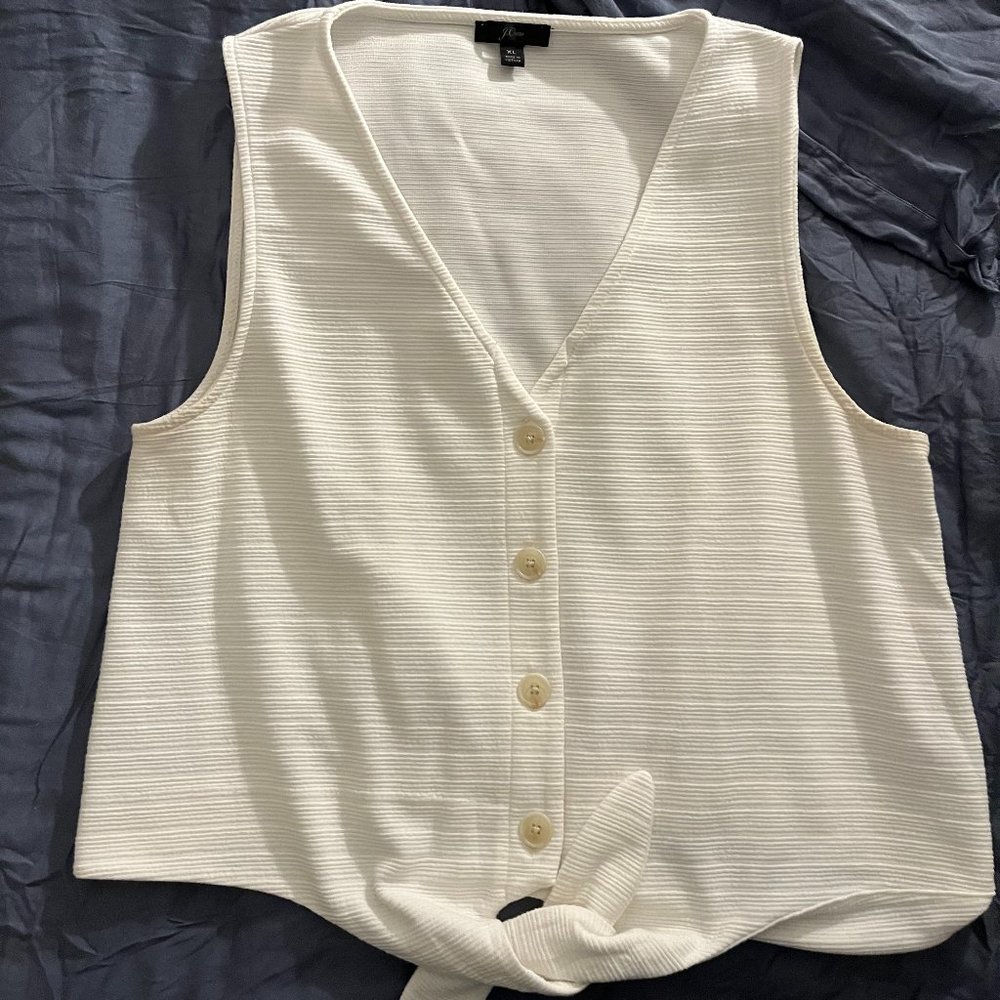 Ivory J Crew Tie-front Tank Top, Size XL